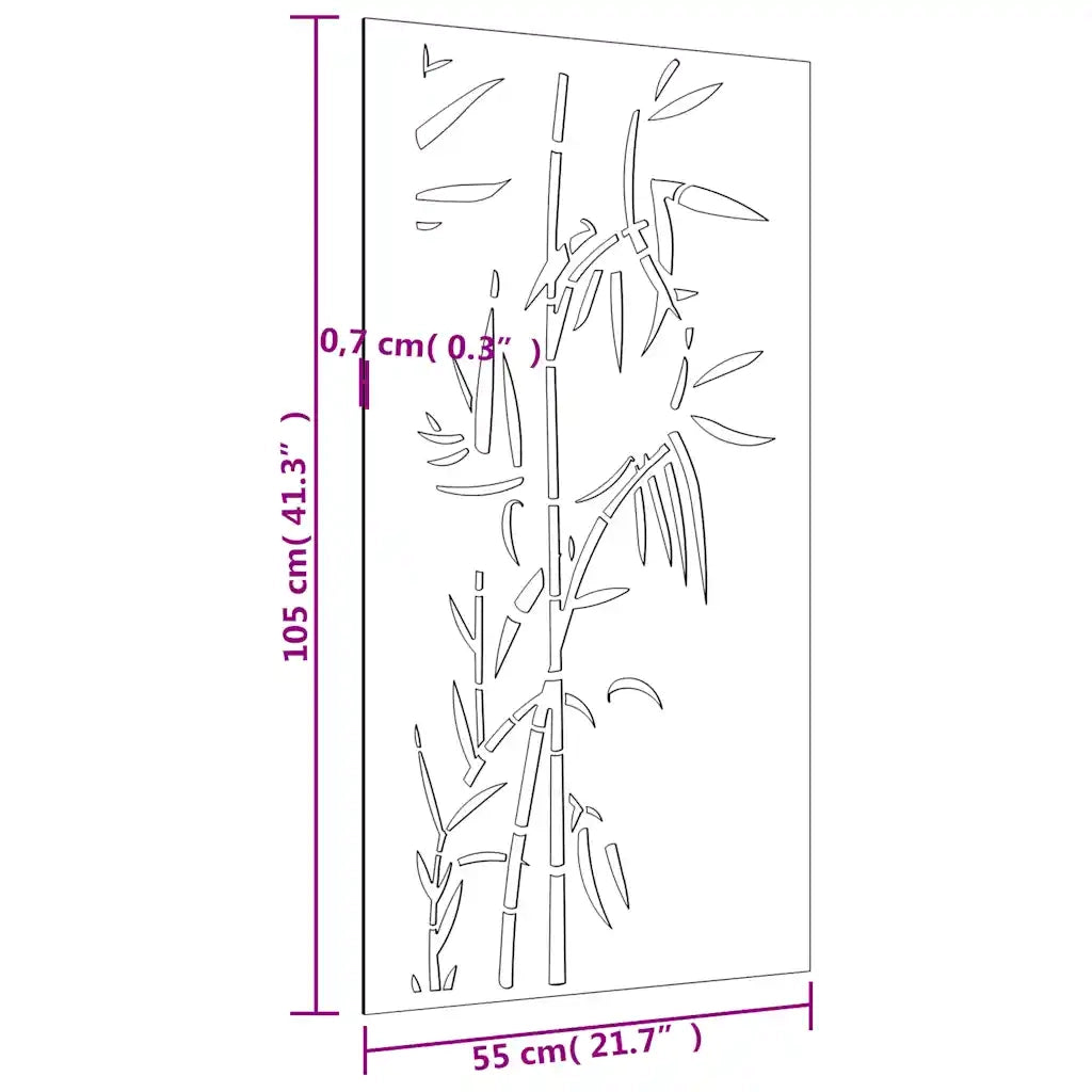 Decorazione Muro da Giardino 105x55 cm Bamb¨´ in Acciaio Corten CFW3807587