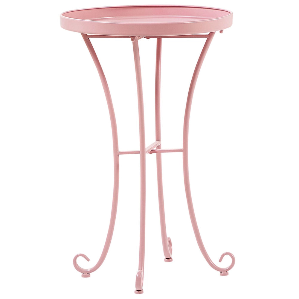 Set panca da esterno in metallo rosa a 2 posti con braccioli svasati con tavolo in stile vintage