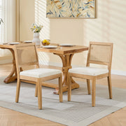 Sedie da Pranzo in Rattan e Legno ¨C Xylo ¨C Set 2 Pezzi, Seduta Imbottita, Beige
