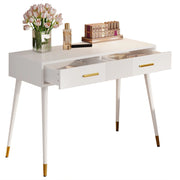Toeletta con 2 cassetti e gambe in metallo; per camera da letto; 100×40×76 cm; bianco