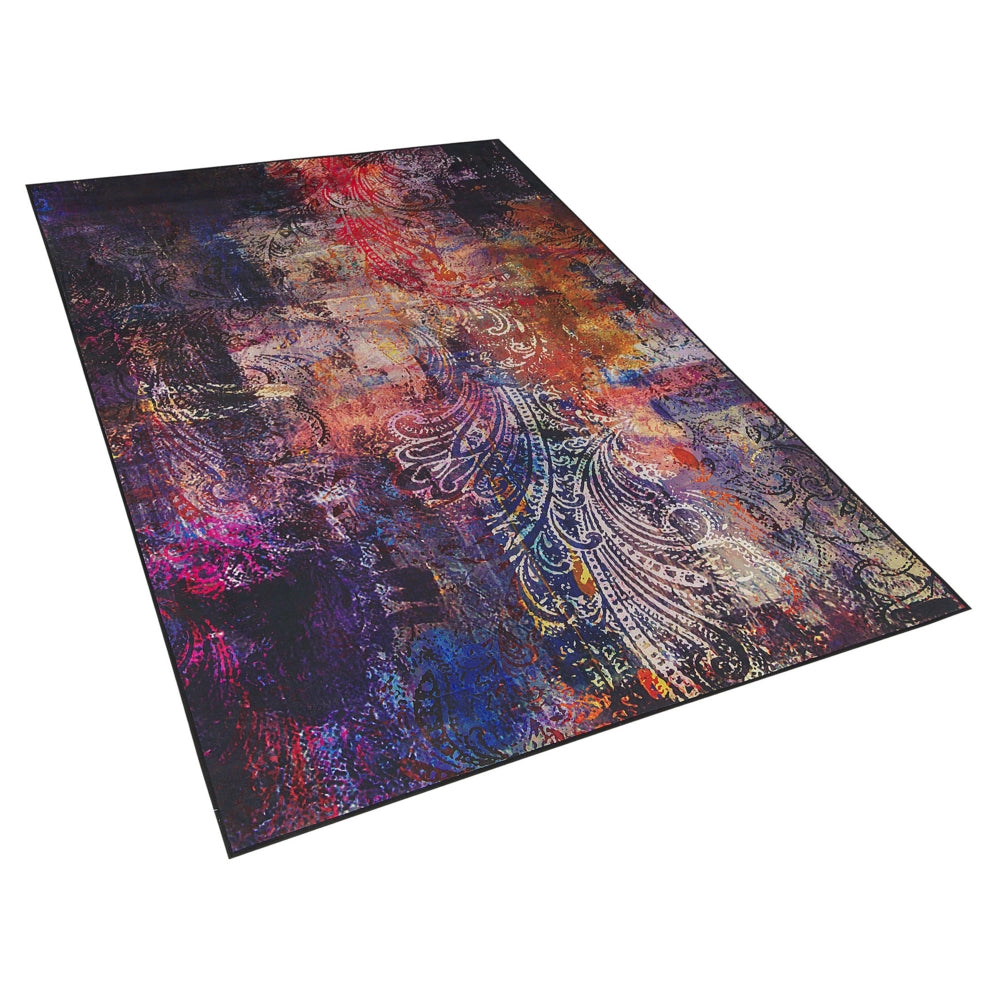 Tappeto tappetino Tappeto Tessuto Poliestere Multicolore Floreale Paisley Motivo Astratto Fondo Rivestito In Gomma 140 x 200 cm