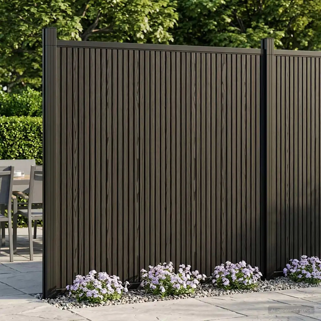 Pannello di Recinzione 2 pcs WPC e Alluminio Nero 3429484