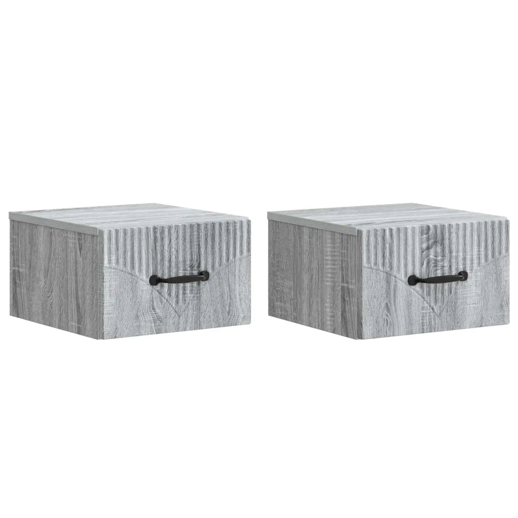Mobiletto da notte a muro 2 pcs Grigio Sonoma 34,5 x 33 x 20 cm 898948