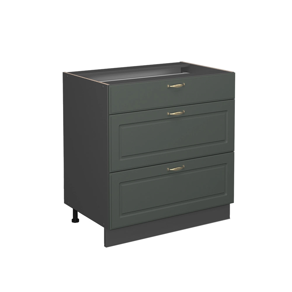 Vicco Mobiletto base per cucina Verde-oro Country House 80 cm con 3 cassetti, senza piano di lavoro