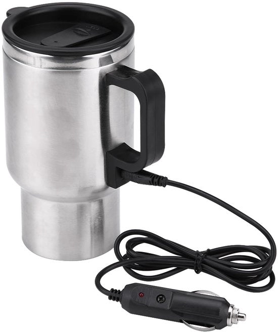 Bicchierino elettrico per riscaldare bevande - Moka per viaggio - Imbottito a prova di liquido - Bicchiere in acciaio inossidabile - Per caffè e tè - 12V Bicchierino per auto