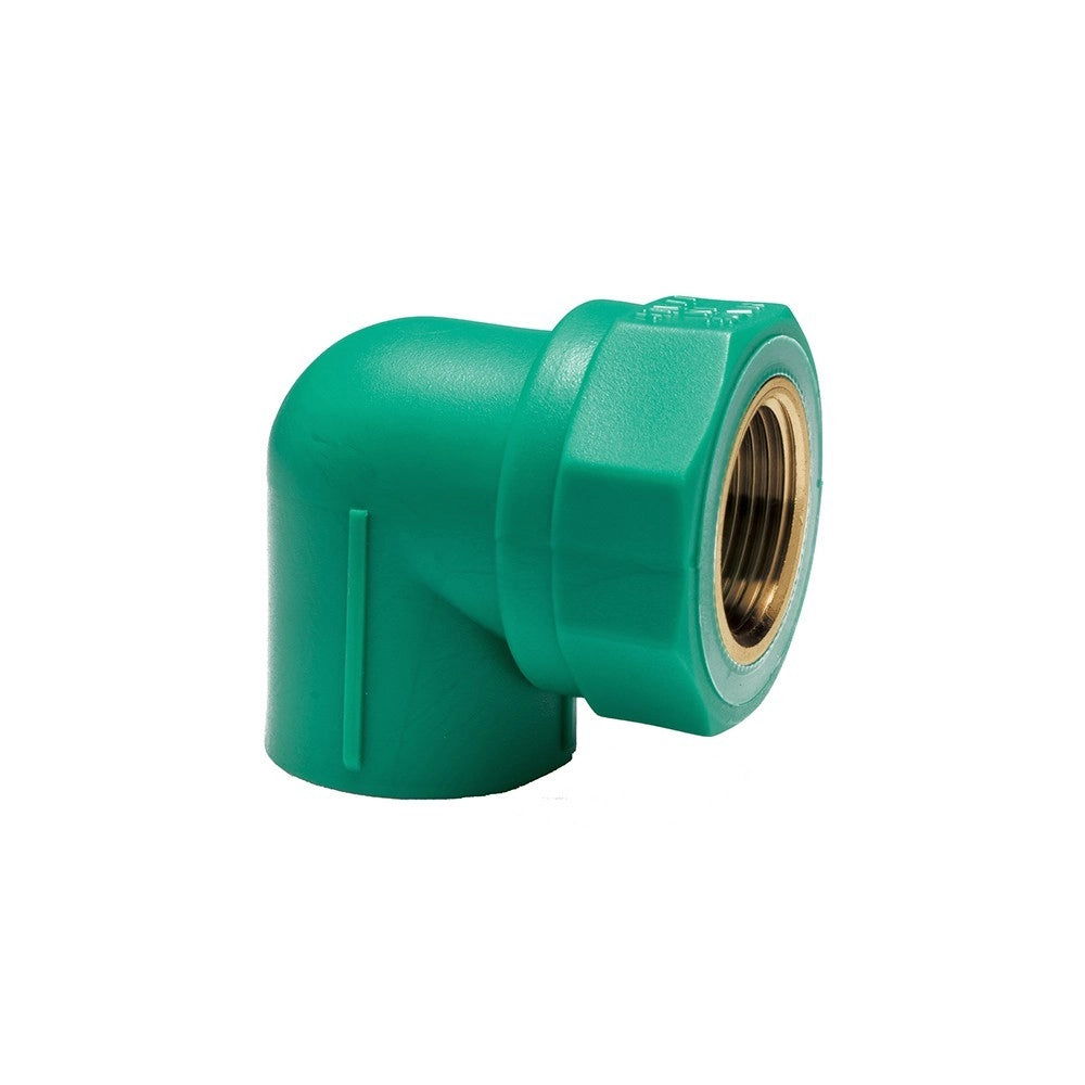 Gomito a 90â° ff con inserto ottone filettato in ppr polipropilene verde