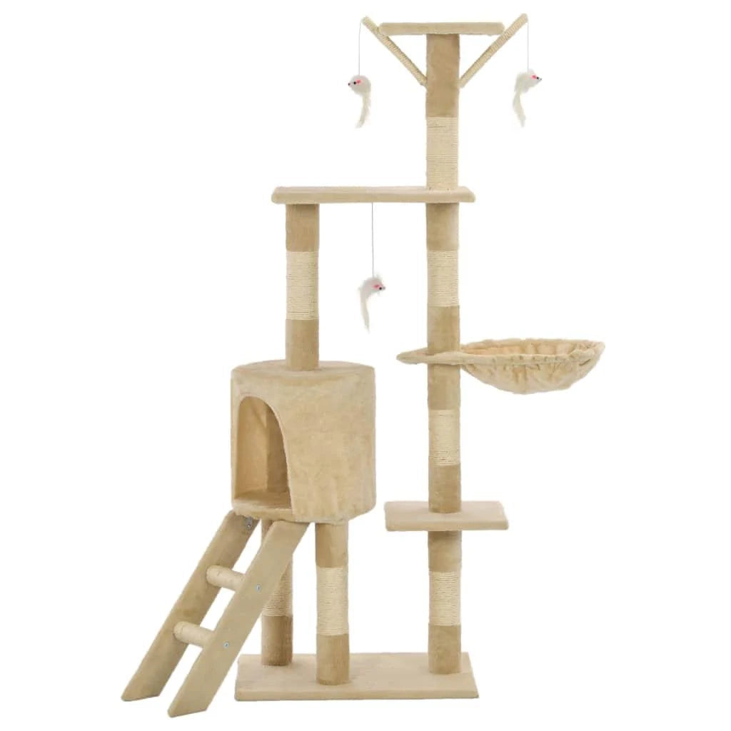 Tiragraffi albero per gatti cuccia per gatti giocattolo peluche sisal 138 cm beige 3702038