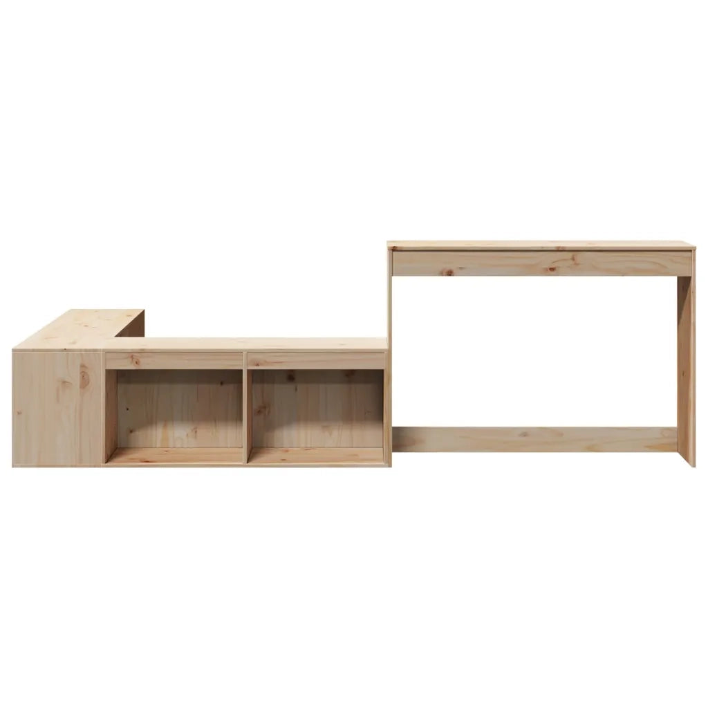 Comodino con Scrivania 222x107x75 cm in Legno Massello di Pino