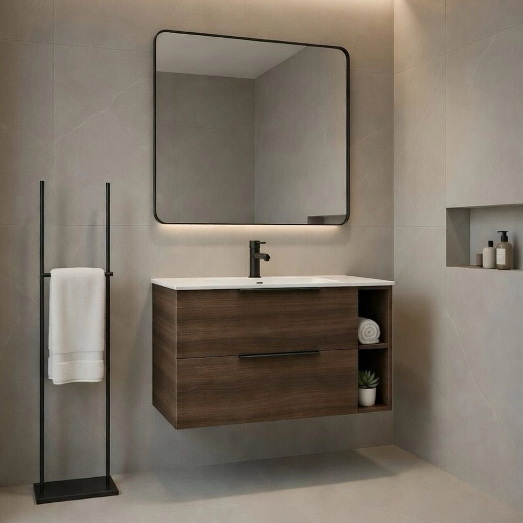 Base sospesa con cassetti cm 100 mod. LOFT - Noce Scuro