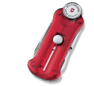 Victorinox 0.7052.T Golf Tool Coltello Multifunzione 10 Funzioni Lama Grande Rosso Trasparente