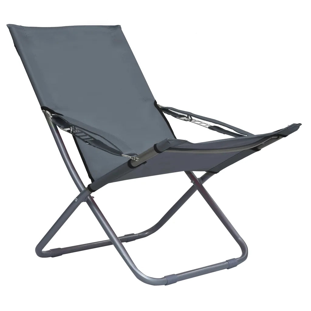 Sedie da Spiaggia Pieghevoli 2 pz in Tessuto Grigiocod mxl 70348