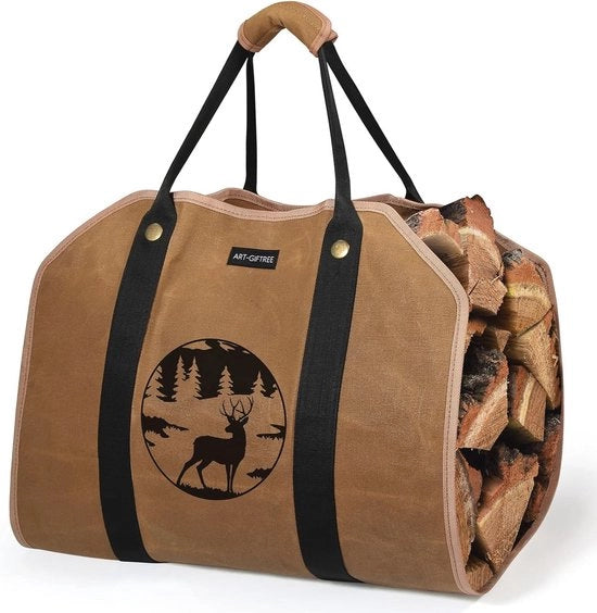 Carrello per legna con maniglie - Borsa per quaderni di log in tessuto impermeabile
