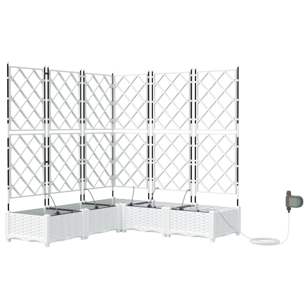 Vasi da Giardino con Sistema di Irrigazione 5 pz Bianco