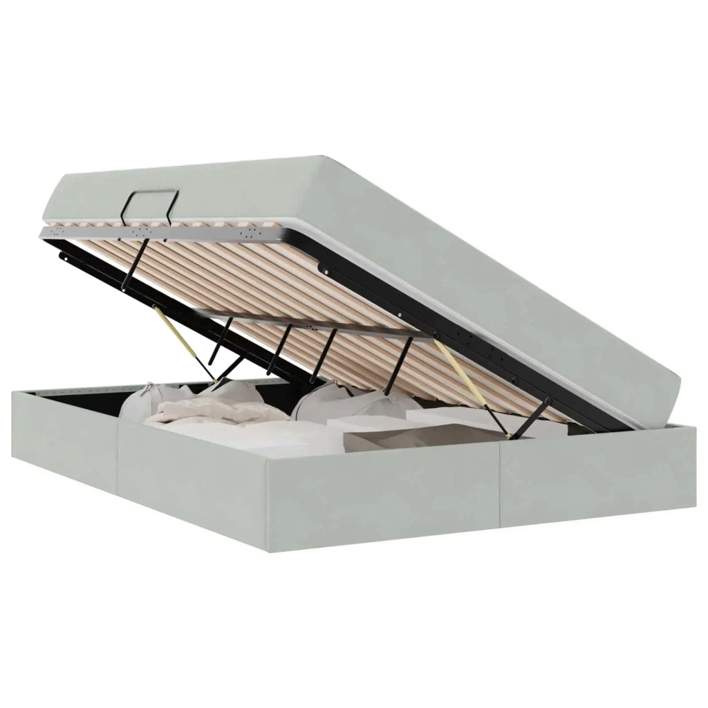 Letto con contenitore e materasso Grigio chiaro 140 x 200 cm 3399724