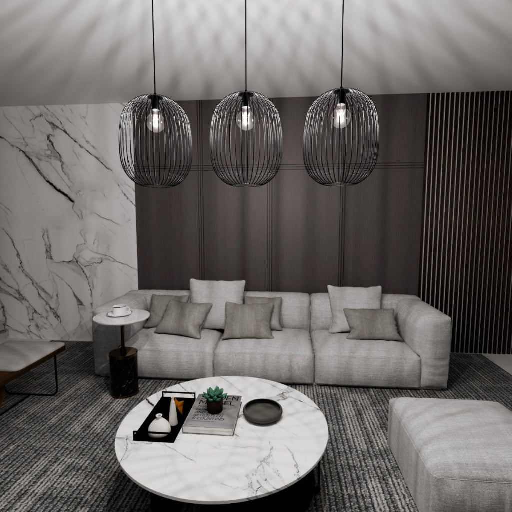 Lampadario a sospensione ONYX 3xE27 nero Emibig 120cm