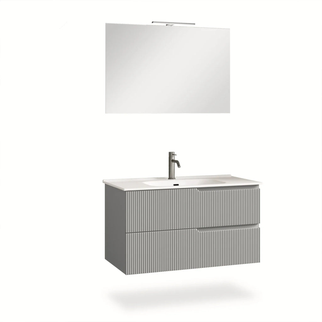 Mobile bagno composizione 4 pezzi L.101 P.46,5 H.190 cm VENERE colore grigio opaco