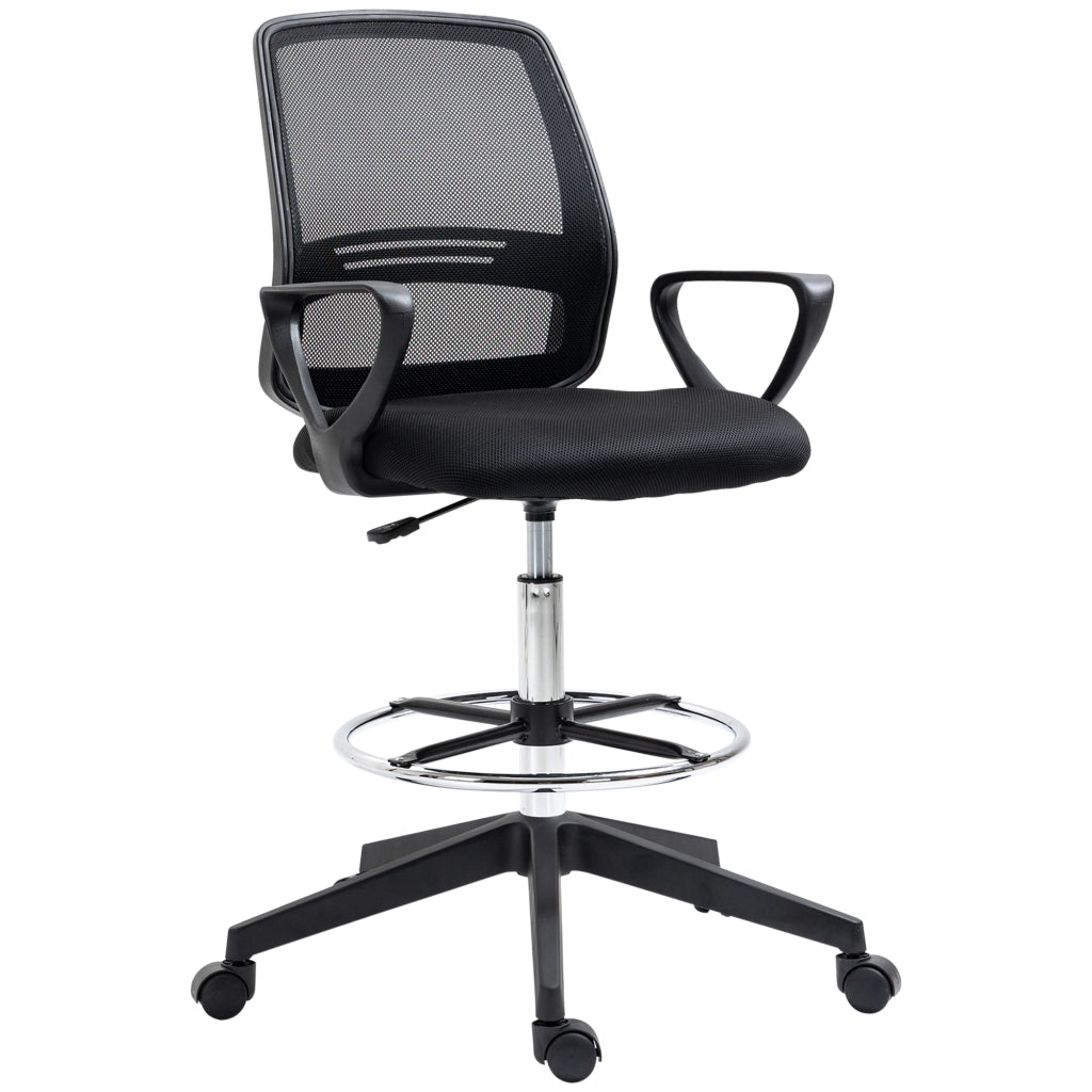 Sedia da Ufficio Ergonomica con Braccioli e Poggiapiedi Regolabile ¨C zephmum ¨C Nera con Rete
