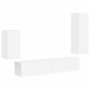 Set mobile TV 4 pz | Armadietto TV | Mobile Porta TV Bianco Lucido Legno multistrato