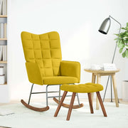 Sedia a dondolo con sgabello in velluto giallo CFW5572411