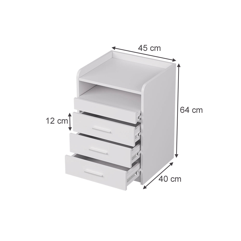Vicco Comodino Bianco 45 x 64 cm con 3 cassetti