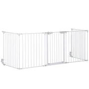 CANCELLINO PER CANI REGOLABILE E PIEGHEVOLE CON CHIUSURA AUTOMATICA E BLOCCO, 300X74.5 CM, BIANCO