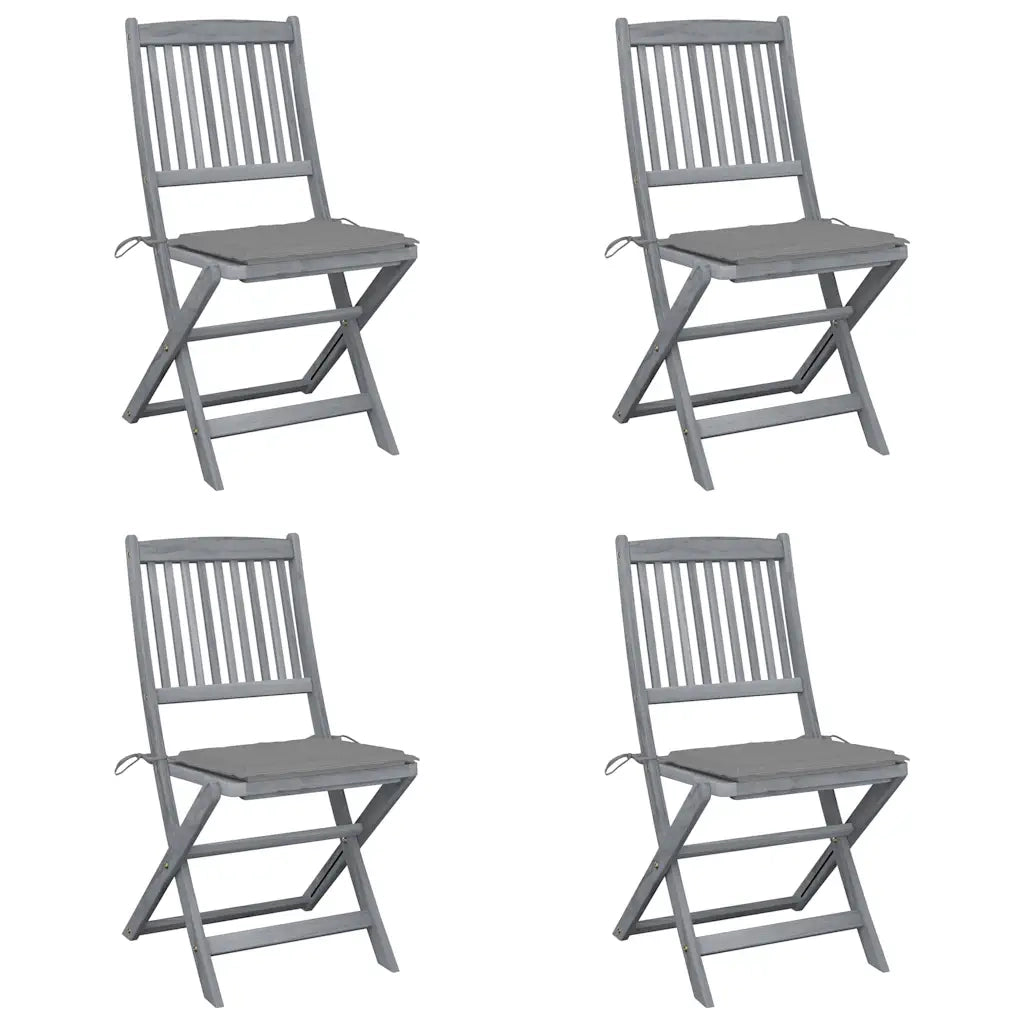 Sedie da Giardino Pieghevoli 4pz con Cuscini in Massello Acacia cod mxl 6342