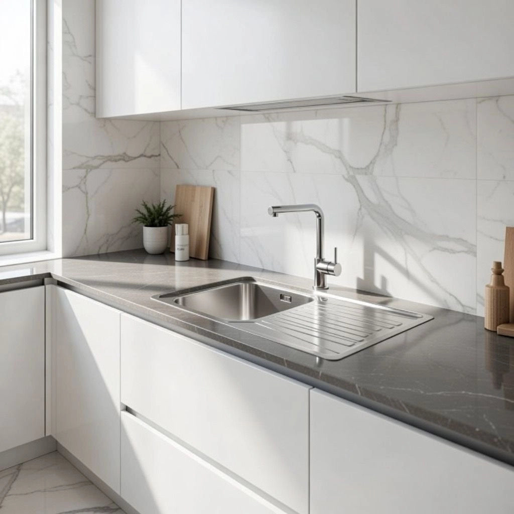 Lavello incasso in acciaio inox 86x50 gocciolatoio DX  - Cromo