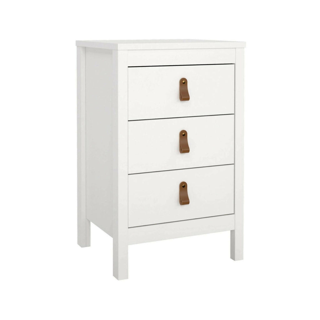 Comodino Lombardia, Comò basso, Tavolino da notte, Mensola da letto, 44x38 h70 cm, Bianco