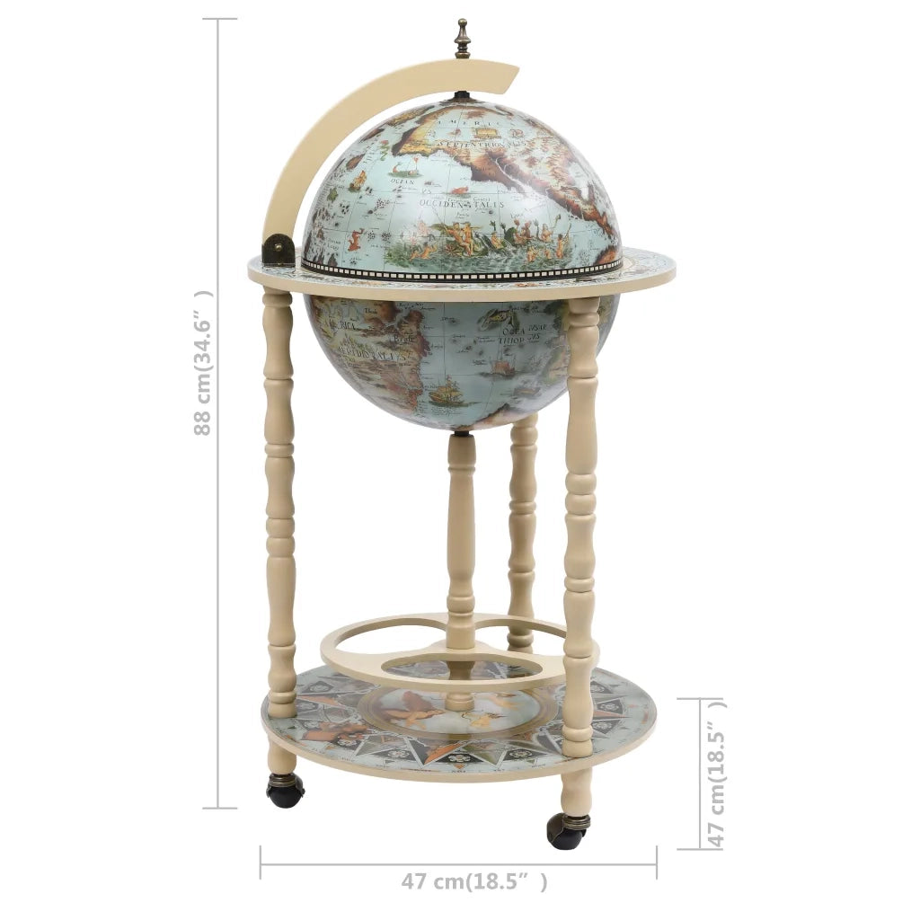 Cantinetta a Globo da Bar con Supporto in Eucalipto Blu CFW9433666