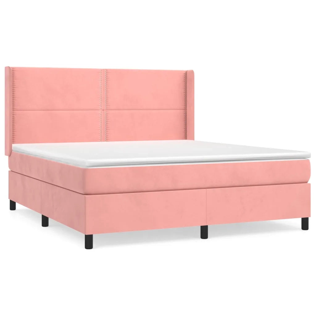 Giroletto a Molle con Materasso Rosa 160x200 cm in Velluto 3132632