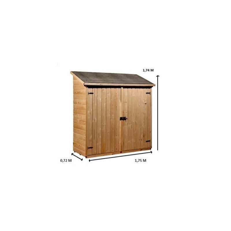 Ripostiglio da giardino in legno con ripiani – 163x66 cm – pannelli 16 mm, tetto bitumato e pavimento incluso – ED1708E2 Foresta