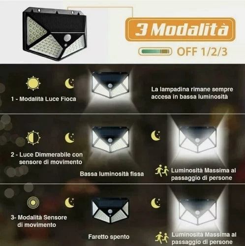 6 Pezzi Faretti 100 LED Faro con Sensore di Movimento Luce LED Lampione Esterno
