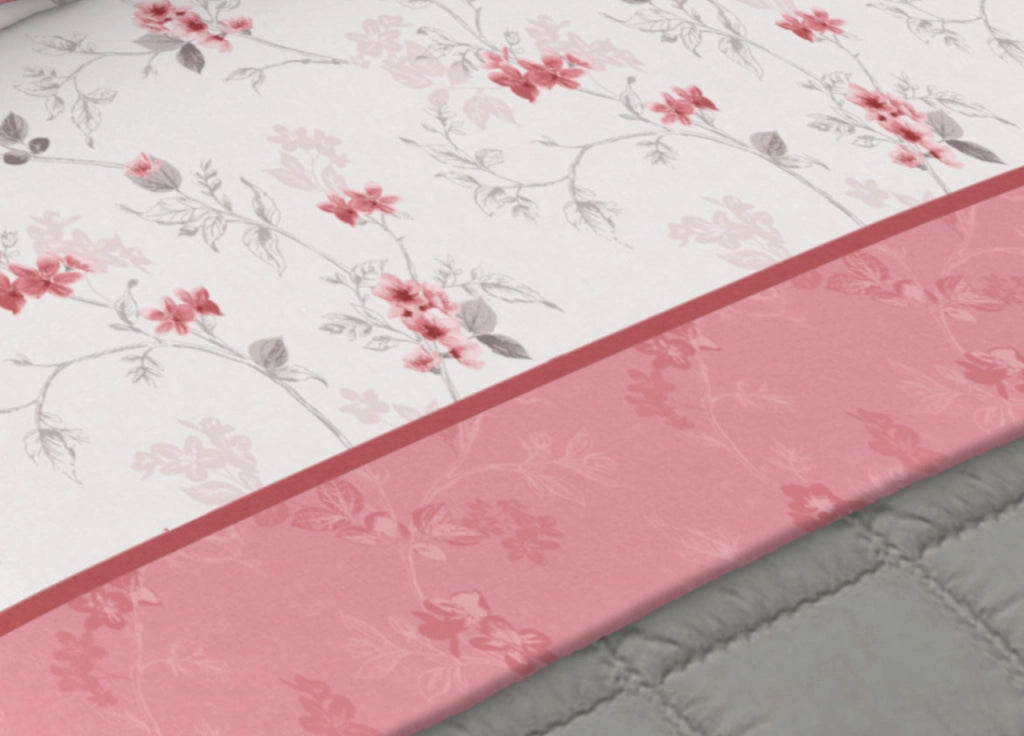 Completo Lenzuola Matrimoniale 100% Cotone Made Italy Disegno Jenny CN - Matrimoniale - Rosa