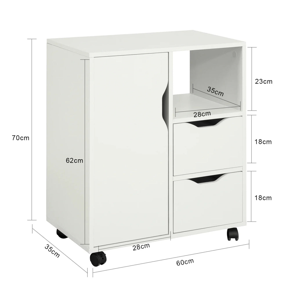 Carrello Tavolino da salotto Comodino Piccolo Comodino Bianco Comodini L60*P35*A70cm FBT105-W