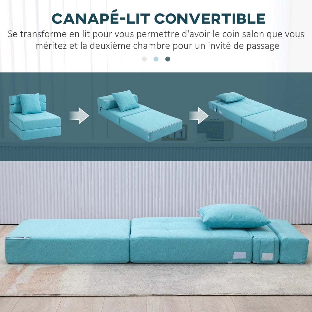 Poltrona letto 1 posto con cuscino ¨C zephmum ¨C tessuto blu