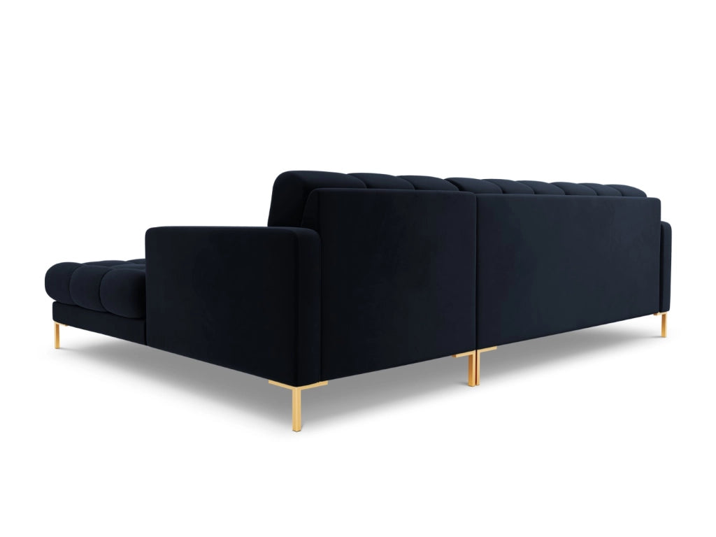 Cosmopolitan Design - Divano angolare destro "Bali" 5 posti in velluto blu scuro 