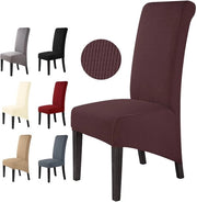 Stoelhoezen in set da 6 pezzi con allungamento Eleganti coprimaterasso con allungamento elastico in spandex Dimensioni extra large Stoelhoezen universali con allungamento per sedie da hotel, grandi divani da pranzo (6 pezzi, marrone) - XL