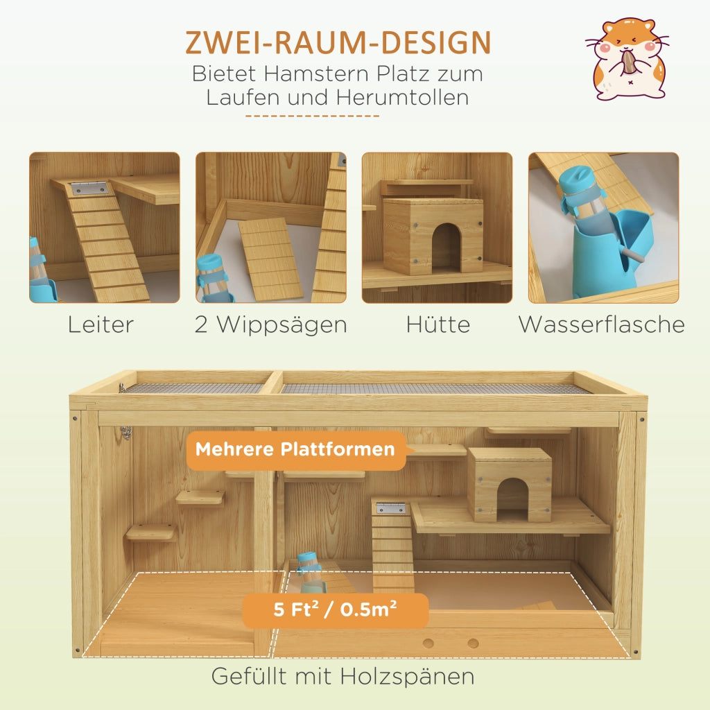 Gabbia per Animali Domestici ¨C Minimal ¨C Legno Abete Naturale 100x50x50