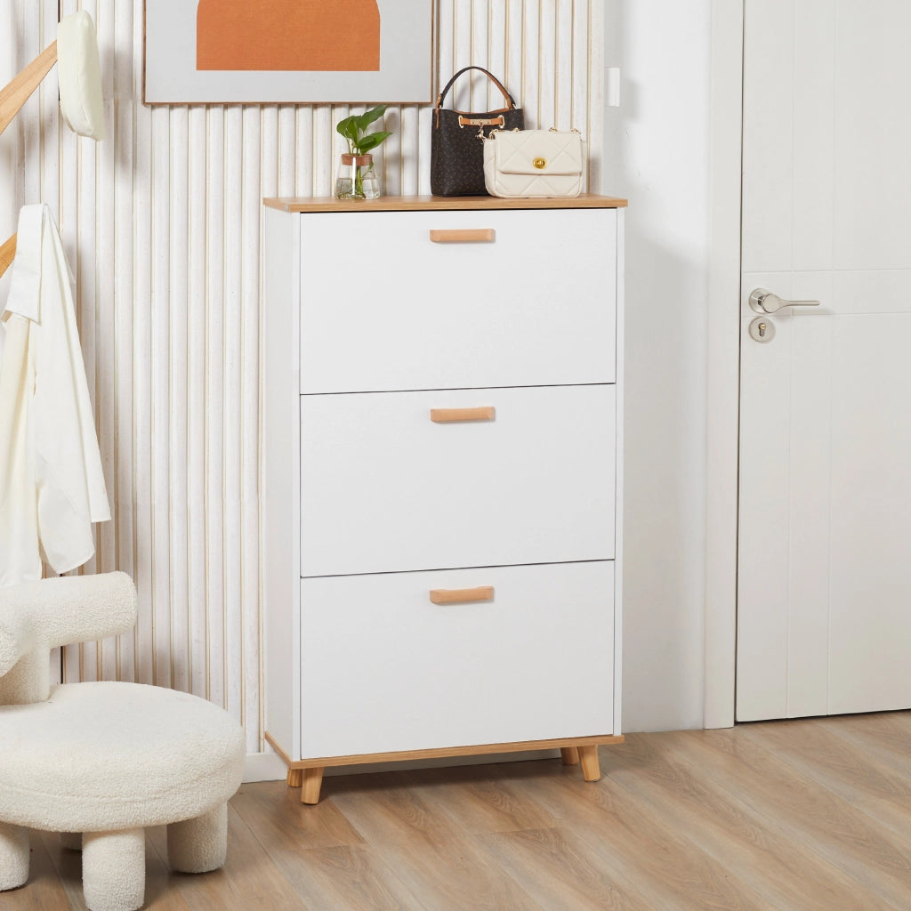 Scarpiera Scandinava 3 Ante ¨C Zephmum ¨C Bianco 70x23.5x122 cm