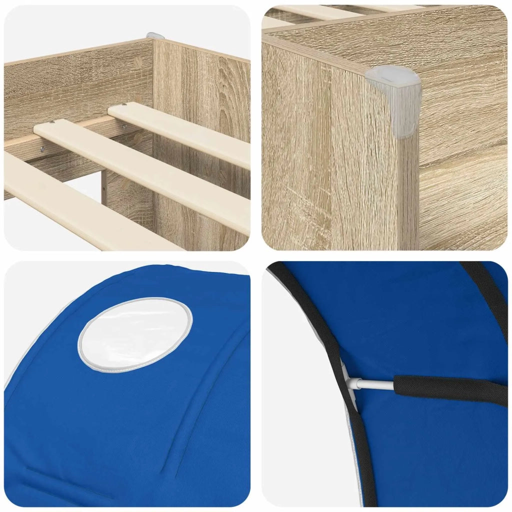Letto con Tunnel 3 pz Rovere Sonoma e Blu Legno ingegnerizzato 3423553