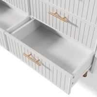 Credenza Moderna con 6 Cassetti per Soggiorno e Cucina, Piedi e Maniglie Dorati, 120x40x75.5 cm, Bianco