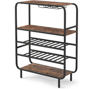 Portabottiglie per 16 bottiglie 90 x 35 x 117 cm portabicchieri ergonomico stile rustico realizzato in metallo e truciolato 20_0017203