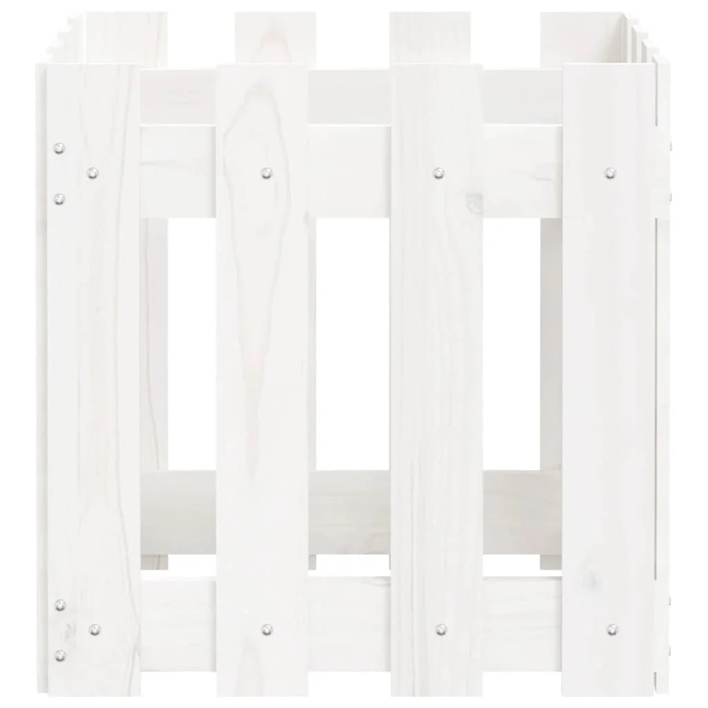 Fioriera rialzata per piante fiori e terrazze con design a recinzione 40 x 40 x 40 cm pino bianco massiccio 02_0038095