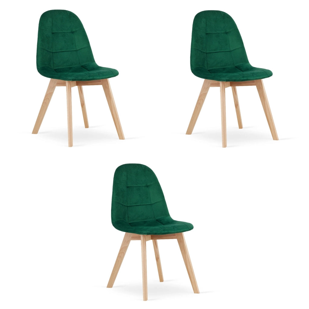 Sedia Valora NUUC in velluto verde scuro, design ergonomico x3