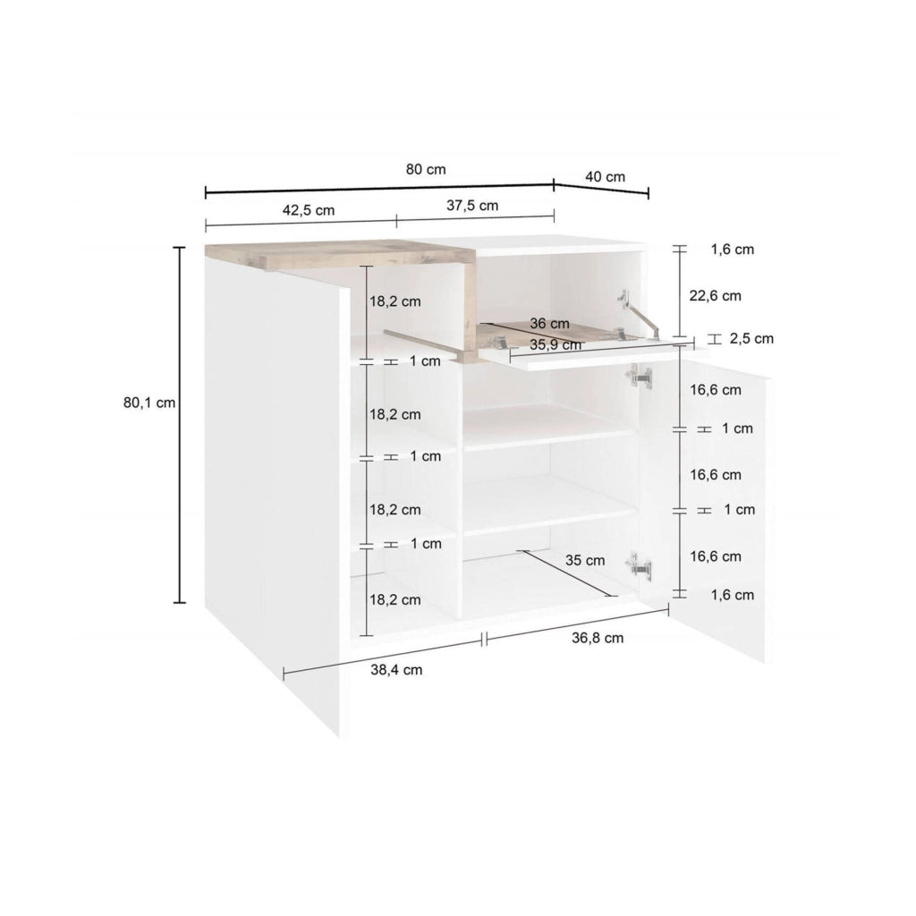 Mobile Portascarpe Morfeo, Scarpiera 16 Paia Made in Italy, 80x40x80h cm Bianco Lucido