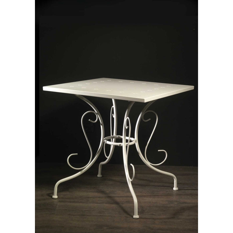 Tavolo metallo new old bianco crema quadro cm 70x70h72