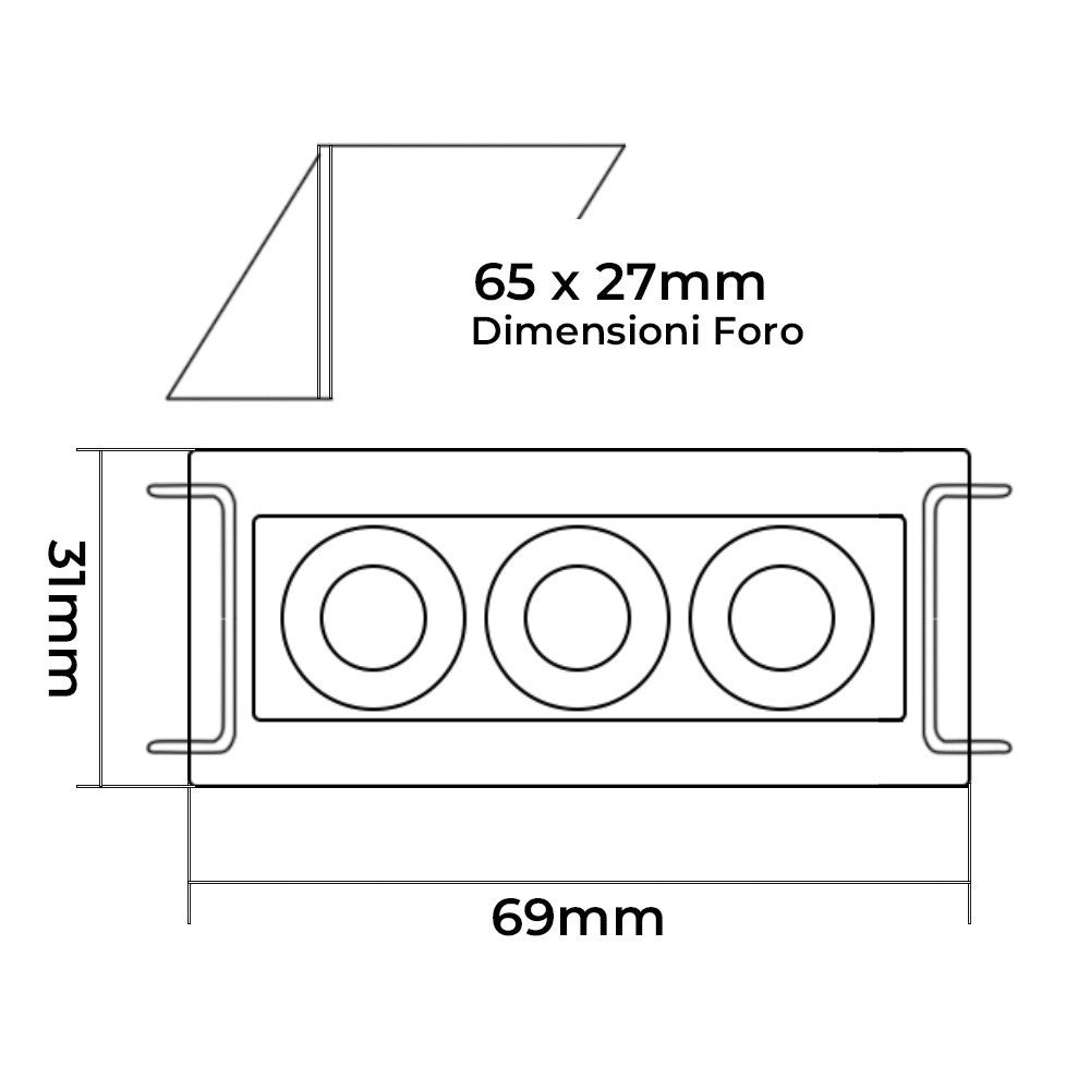 Trade Shop - Faretto Led Rettangolare Da Incasso 6watt Luce 3000k 6000k 4000k Moderno Xtd-3-b - -bianco Freddo      -