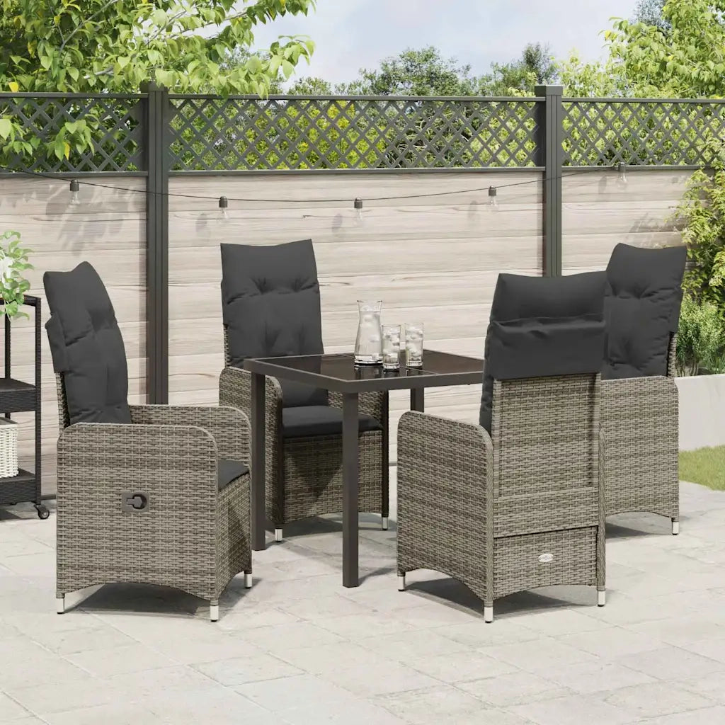Set da Pranzo per Giardino con cuscino 5 pcs Grigio polyrattan 3379647