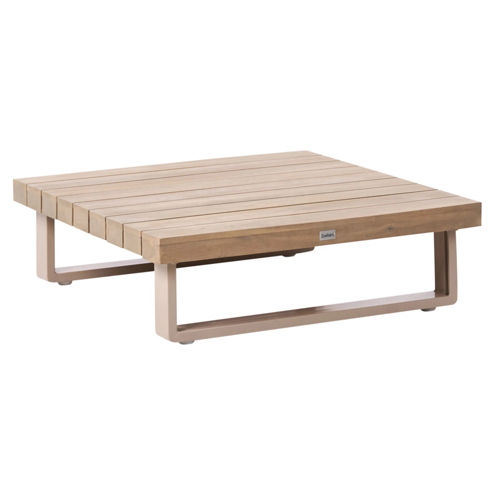 Set di divani angolari da giardino color taupe e marrone chiaro 5 posti a sedere bassi con tavolino da caffè