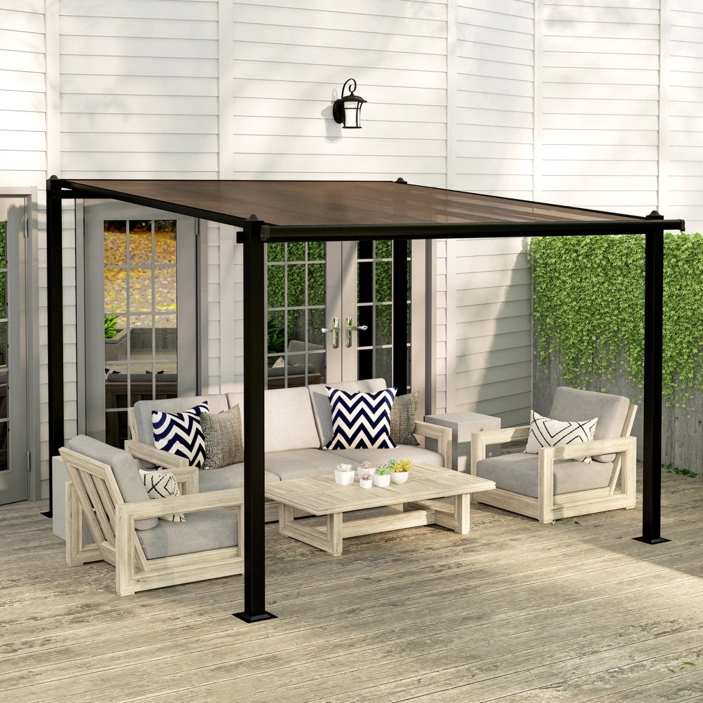 Pergola da giardino in alluminio 3x3m con tetto in policarbonato ¨C zephmum ¨C grigio